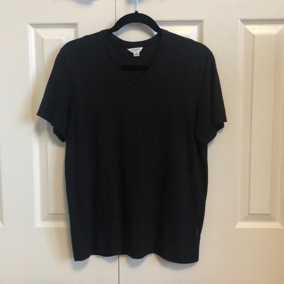 Mens Striped Black Calvin Klein V Neck Shirt (Size M) - Picture 1 of 4